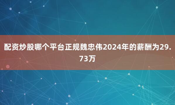 配资炒股哪个平台正规魏忠伟2024年的薪酬为29.73万